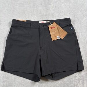 Fjallraven High Coast Shorts Womens 32"-33" Black Logo Mid Rise Hiking Outdoor